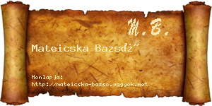 Mateicska Bazsó névjegykártya